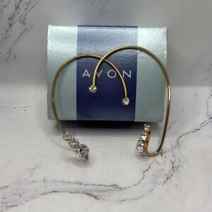 Vintage Avon Rhinestone Wrap Around Earrings Goldtone 2003 New In Box